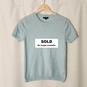 Quince Mongolian Cashmere Tee in Light Blue Women Size Medium Short Sleeve